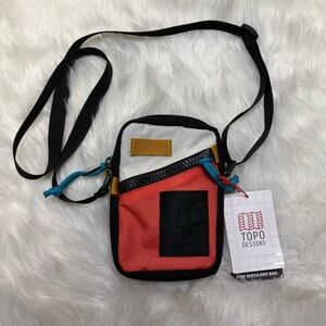 Topo Designs Red and Black color block Messenger shoulder Bag NWT